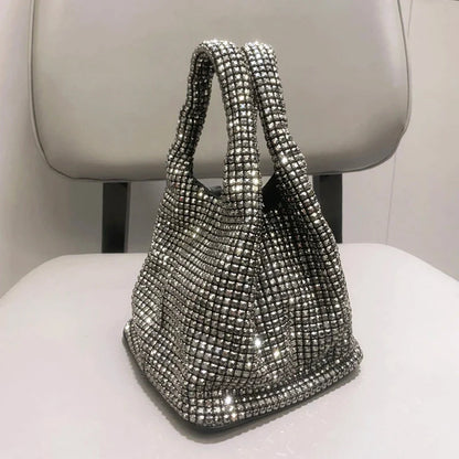 Shiny Crystal Clutch purse bucket Shoulder bag rhinestone Handmade purses and handbags luxury Designer Evening clutch Bag Purse