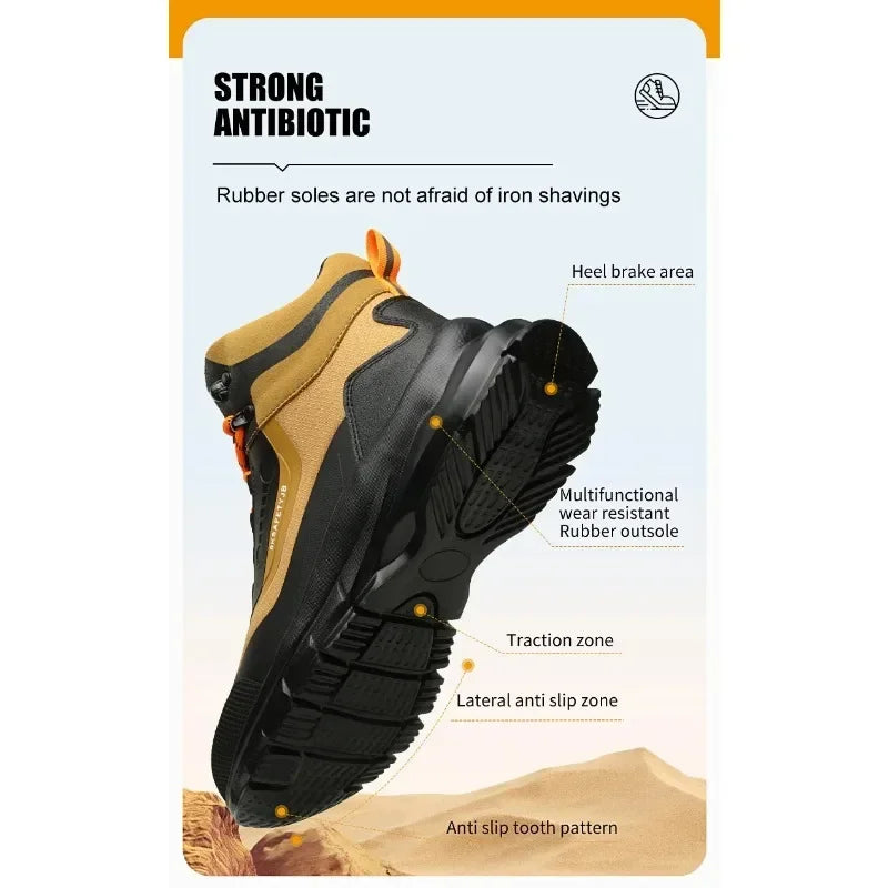 Anti Splash Water Safety Shoes Men Wear Resistant Work Boots Steel Toe Shoes Puncture-Proof Protective Shoes Security Sneakers