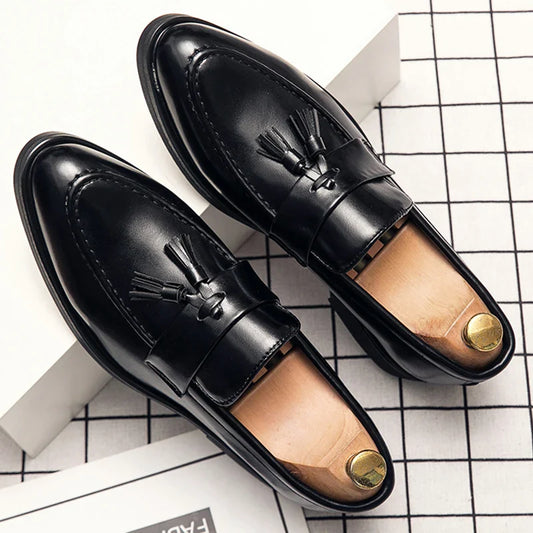 Tassel Wedding Leather Shoes Men Classic Formal Leather Loafers Male Dress Casual Business Shoes For Men Social Brogues Shoes