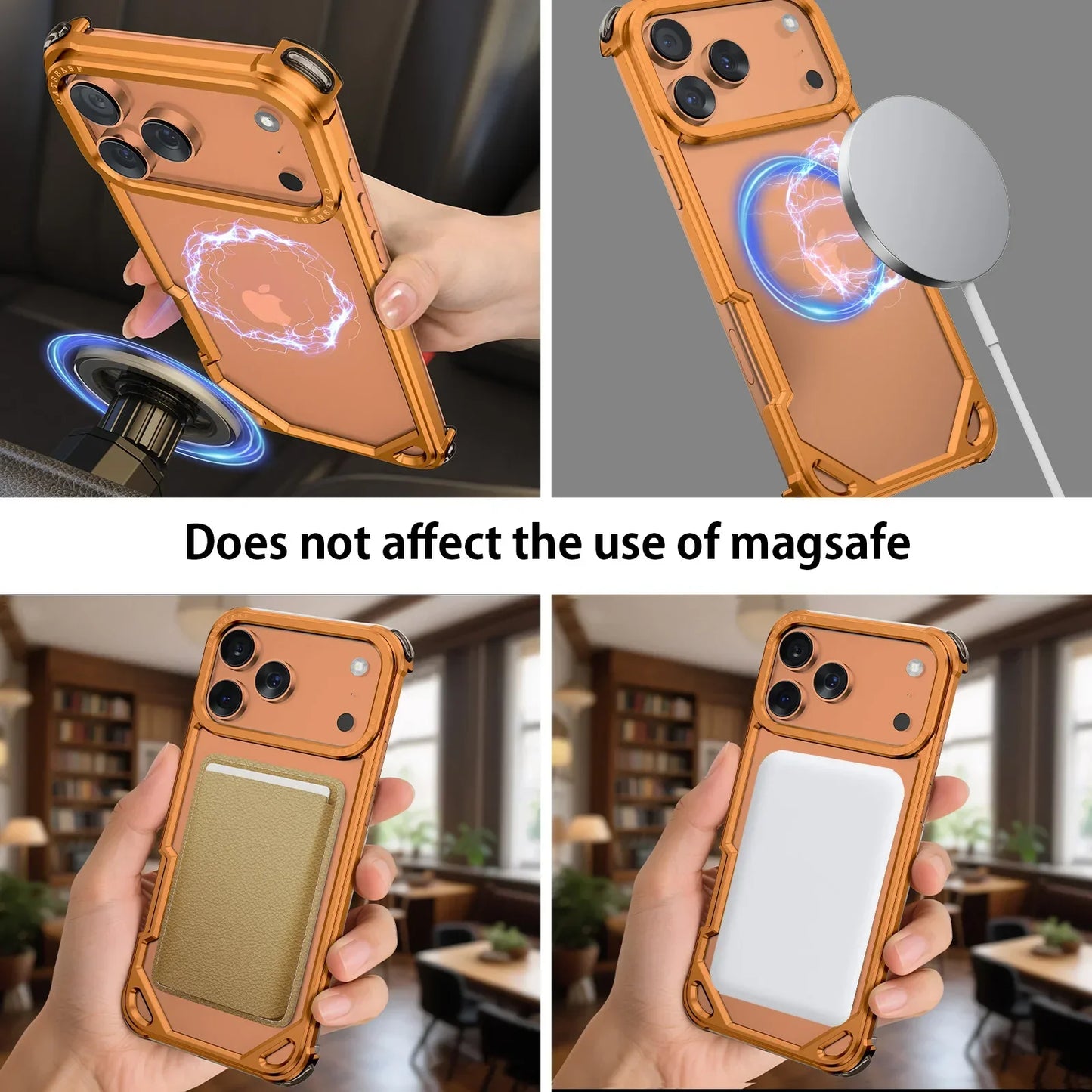 Metal Phone Case for iPhone 17 Pro/Pro Max/17/Air Case Minimalist Support Wireless Charging Ultra-thin Protecitve Case
