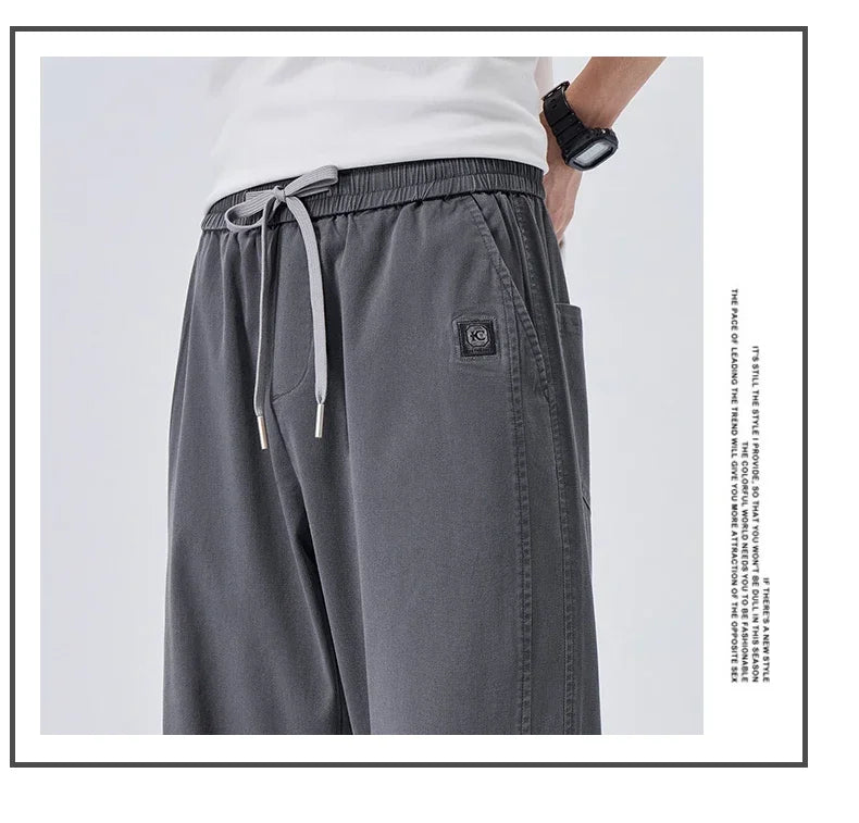 Brand Soft Jeans for Men Spring Thin Draped Comfortable Straight Trousers Drawstring Male Baggy Denim Pants Streetwear
