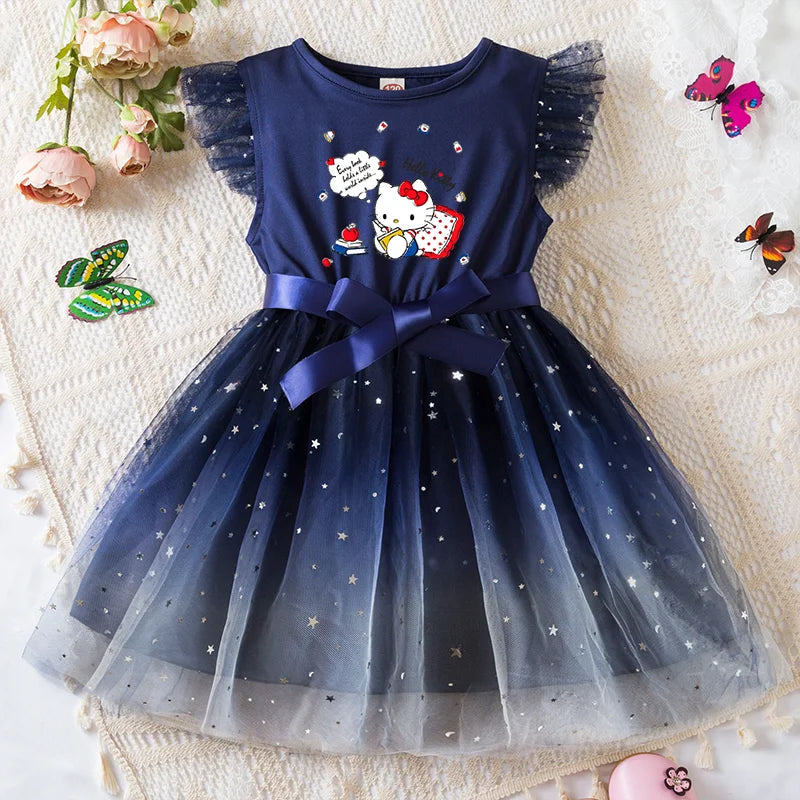 Girls Sequin Tutu Dress with Bow Flutter Sleeves Summer Princess Party Outfit for Toddler Kids 2-6 Years