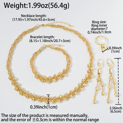 Pearl Pendant 4pcs Jewelry Set Colorful Beads Necklace Bracelet Earrings Ring Bridal Wedding Set Luxury Jewelry Accessories