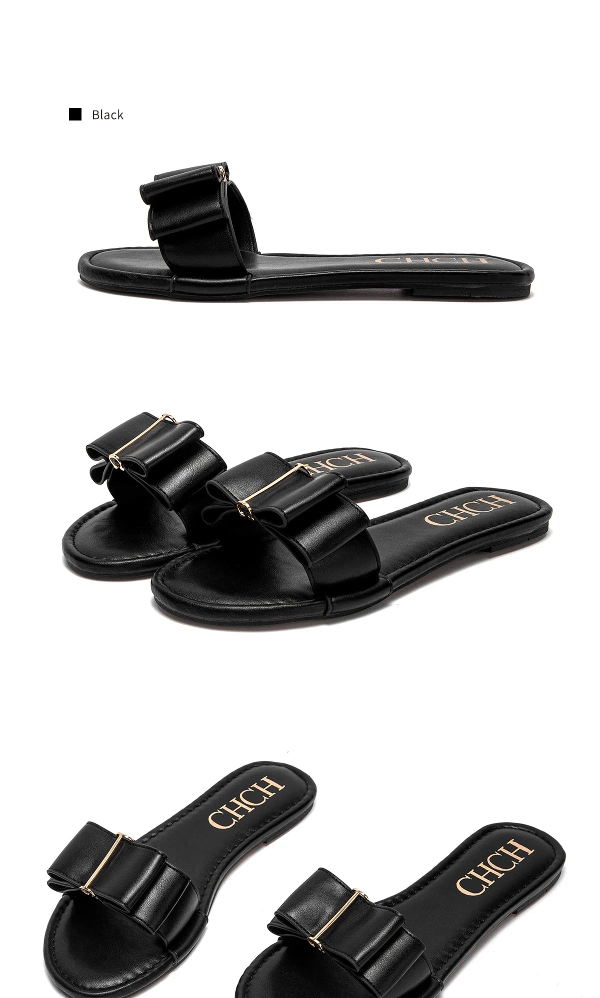 Women's Flat Shoes  New Summer Bow Casual Slippers Black Commuting Woman Shoes