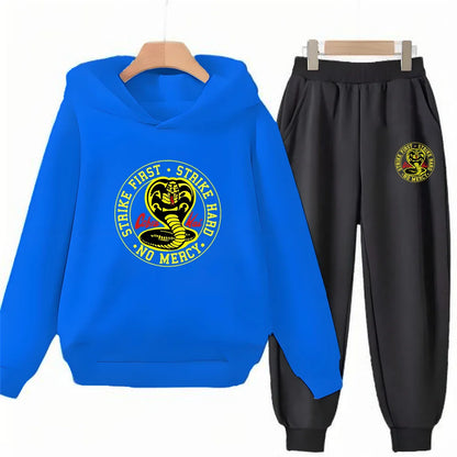 Children's Hoodie+Pants black Children cobra stamp Coat Boys Girls Hoodie Tops Leisure Sweatshirr Toddler 3-12 Year Clothing