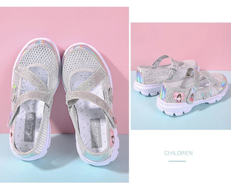 Summer Brand Non-slip Beach Shoes Children Sandals Girls Casual Shoes Kids Flowers Princess Flat Shoes Size 26-36
