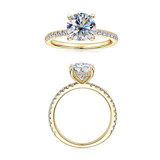8mm 2.0CT Moissanite Solitaire Ring for Women 18k Gold Plated 925 Silver Engagement Wedding Promise Rings Finger Bands Jewelry