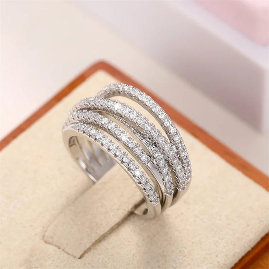 Luxury Cross Design Rings Full Paved CZ Stone Modern Fashion Sparkling Women's Rings Wedding Bands Jewelry Drop Shipping