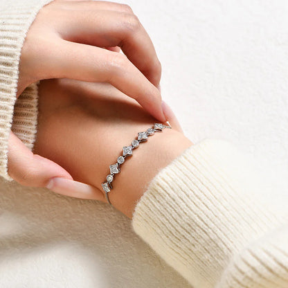 Moissanite Bracelet Four-pointed Star S925 sterling silver For Women Girls Birthday Party Jewelry Gifts Adjustable 24cm