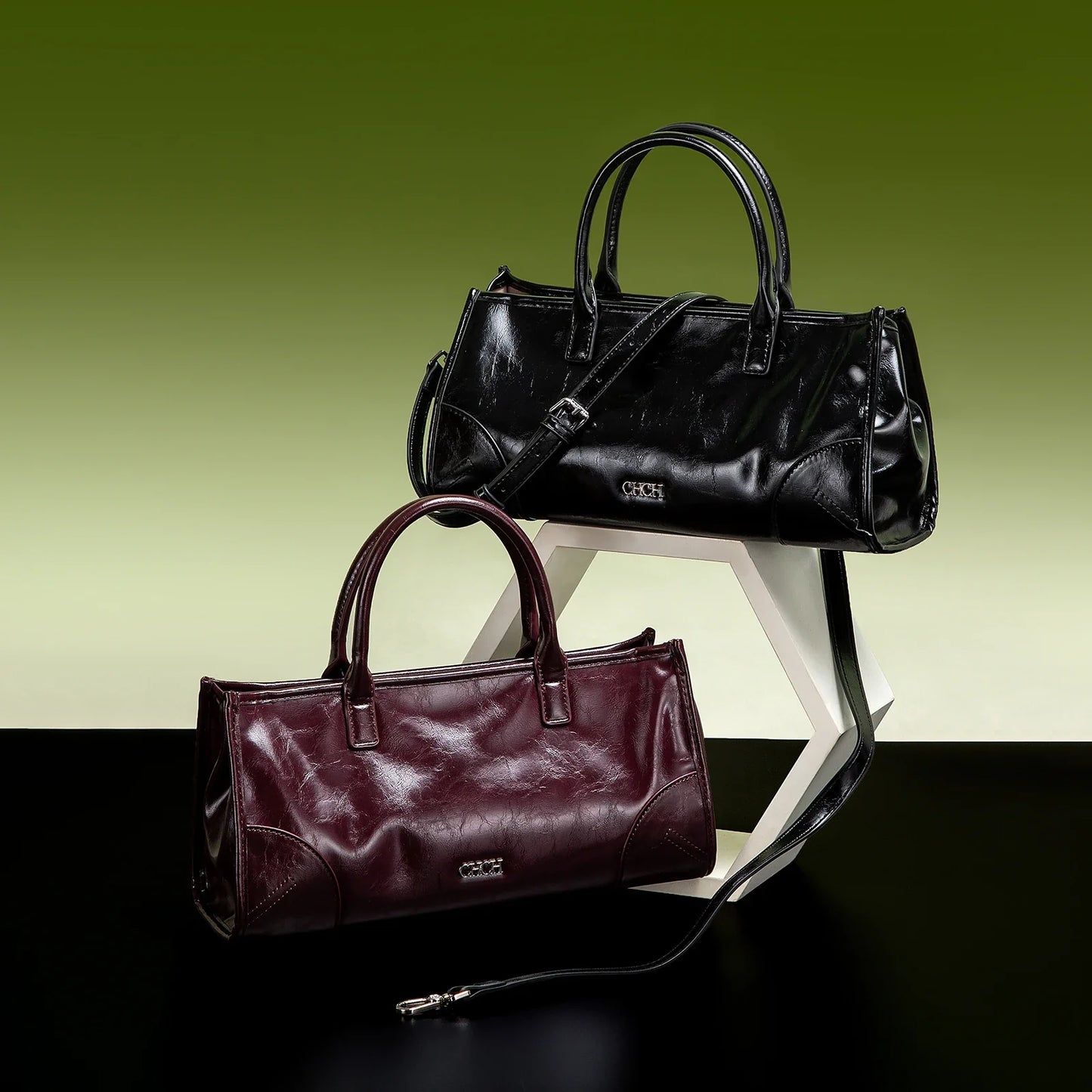 Bolsa de Ombro Feminina CHCH Nova Bolsa de Mão com Estampa de Mármore Preto Alça de Ombro Removível