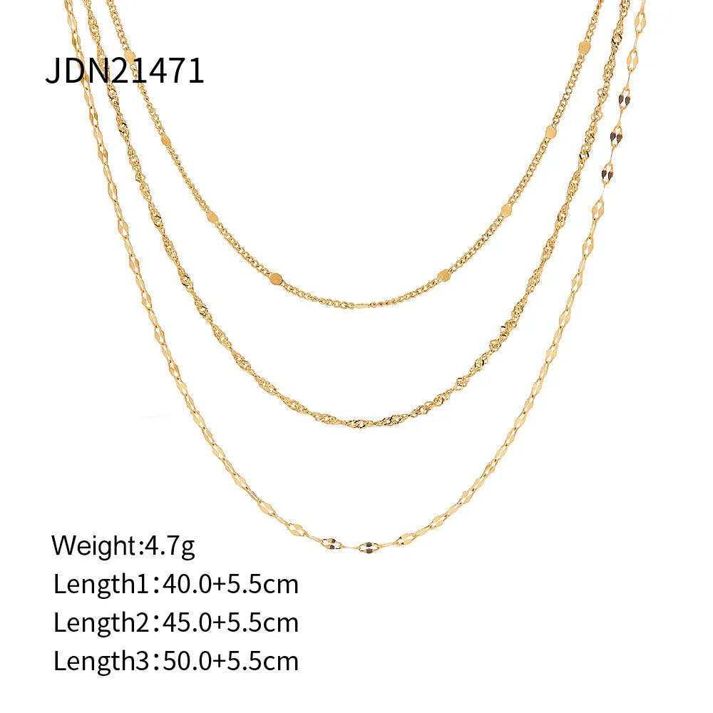 Simple Jewelry 18K Gold Plated Flat Snake Chain Layer Necklace Stainless Steel Snake Rope Chain Necklace Gift