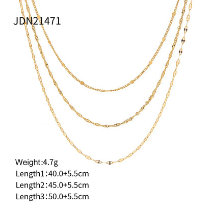 Simple Jewelry 18K Gold Plated Flat Snake Chain Layer Necklace Stainless Steel Snake Rope Chain Necklace Gift