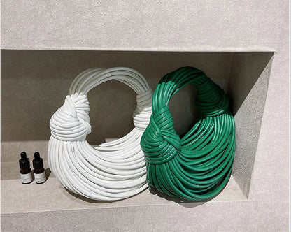 Handbags for Women 2025 New in Gold Luxury Designer Brand Handwoven Noodle Bags Rope Knotted Pulled Hobo Silver Evening Clutch