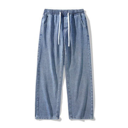 Calça Jeans Masculina Primavera Outono Tendência High Street Reta Perna Larga Roupas Masculinas Calça Jeans Corte Reto