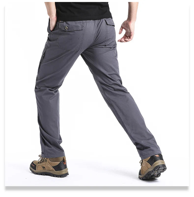 High Quality Men's Cotton Cargo Pants Casual Multiple Pocket Tacitcal Pants Spring Autumn Outdoor Camping Hiking Work Pants