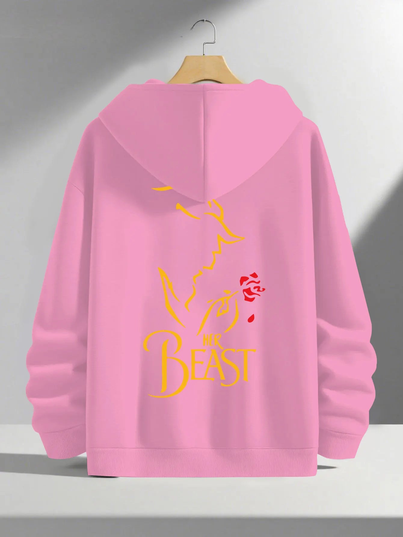 Romantic Theme Beauty and the Beast Couple Hoodies Men'S Women'S Separate Styles Pullover Casual Loose Fit Sweatshirt Hoodie Y2K