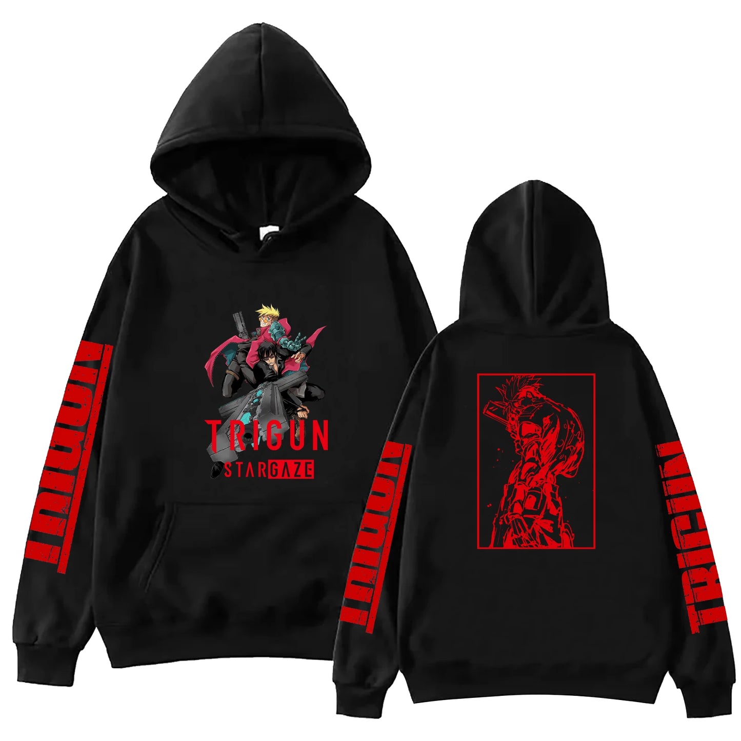 Anime Trigun Stargaze Print Hoodie 2 Sided Anime 2026 Harajuku Pullover Hooded Sweatshirt