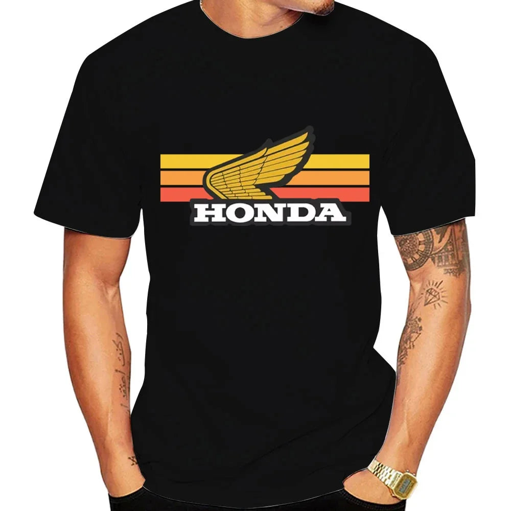 Sunset Retro Men's T-shirt Summer Short-Sleeve Women's T-shirt 2025 New Fashionable 100% Cotton Couple Motorcycle Top