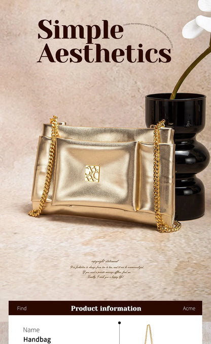 Leather Luxe Sleek Shoulder Bags Gold-Plated Logos Durable Chain Straps Merge High-End Craftsmanship with Urban Style
