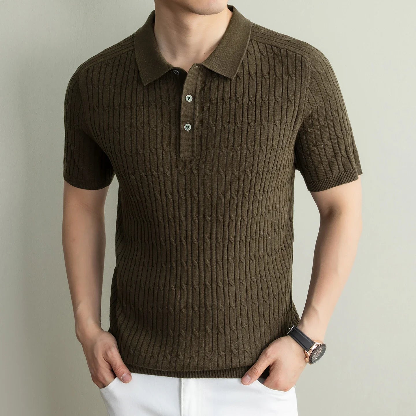 Summer Light Luxury Men's Polo Shirt Breathable Nut Flower Casual Collar Knitted Short Sleeve T-shirt for Men