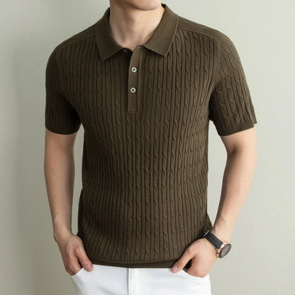 Summer Light Luxury Men's Polo Shirt Breathable Nut Flower Casual Collar Knitted Short Sleeve T-shirt for Men