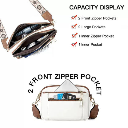 Ladies' Small Square Bag Two-tone Leather Crossbody Bag Large-capacity PU Crossbody Wallet Multi-functional Small Square Bag