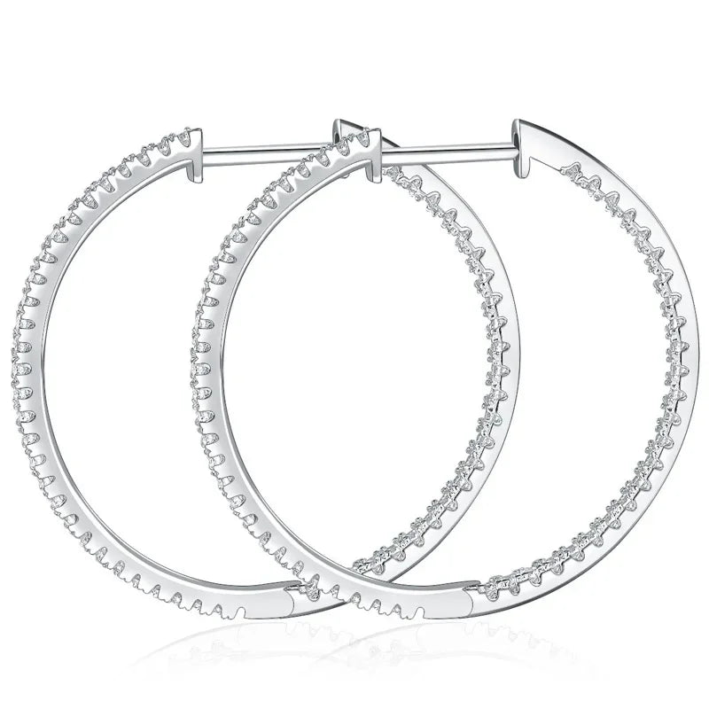 Full D Color Moissanite hoop Earrings for Women 925 Sterling Silver with White Gold Plated Ear Studs Fine Jewelry Gift
