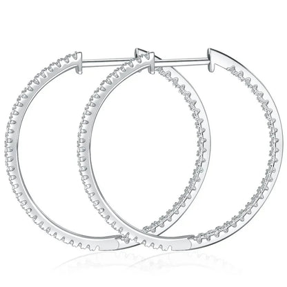 Full D Color Moissanite hoop Earrings for Women 925 Sterling Silver with White Gold Plated Ear Studs Fine Jewelry Gift