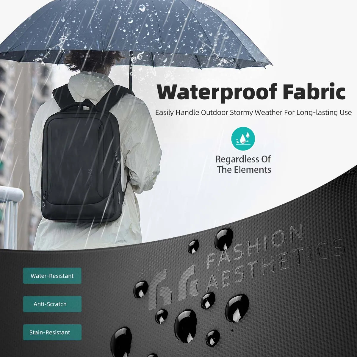 Men's Designer Laptop Bag Waterproof School Bags for College Boys Male Business Sports Travel Backpack Men With USB Charging