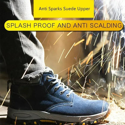Men's Work Safety Boots High Top Anti-Smash Puncture Resistant Anti-Scald Welding Shoes Indestructible Comfortable Safety Shoes