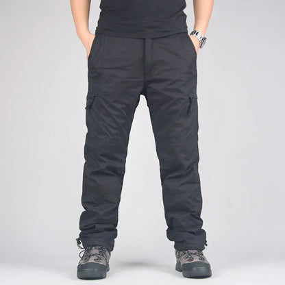 Men's Fleece Cargo Pants Winter Plush Tactical Pants Casual Joggers 3XL Korean Loose Hiking Running Warm Thermal Trousers