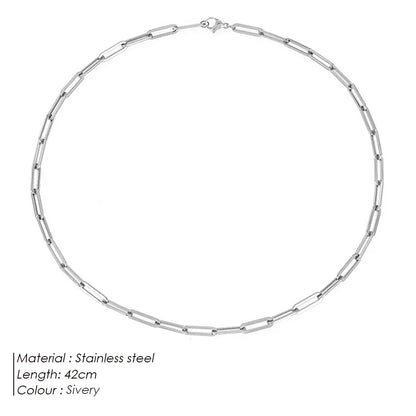 Fashion Paperclip Link Chain Women Necklace Stainless Steel Gold Color Chain Necklace For Women Men Jewelry Gift