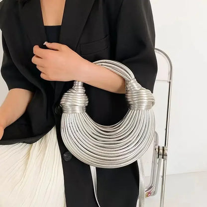 Luxury Designer Handbags Hand-woven Noodle Bag Knot Bag silver Dinner Bag