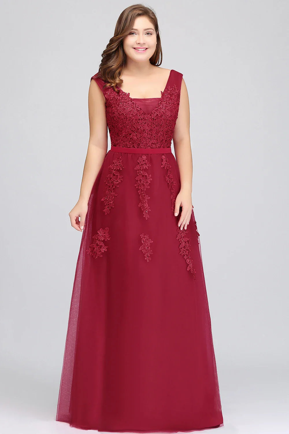 Exquisite Lace Tulle Evening Dress Illusion Soft Net Collar Sleeveless V-Backless Gowns Slim A-line Floor-length Prom Dresses