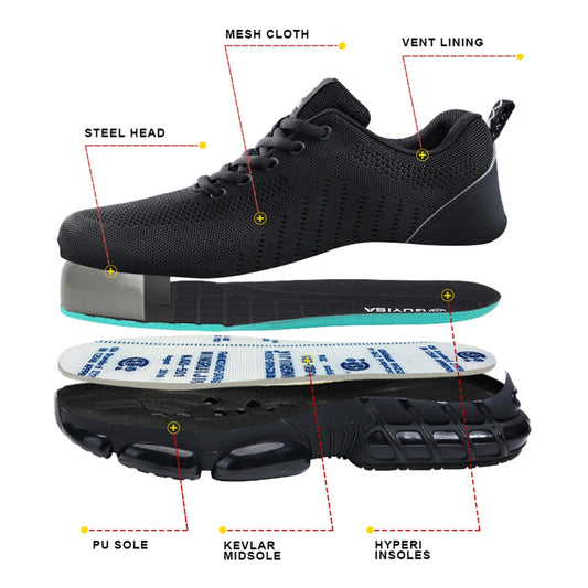 Steel Toe Safety Shoes for Men Women Comfortable Breathable Non Slip Work Shoes Security Protective Shoes Comfortable Sneakers ﻿