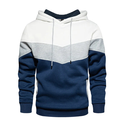 2025 New Men's Patchwork Hoodie Outdoor Casual Sportswear Street Fashion Men's Fleece Thermal Hooded Sweatshirt Fall Winter Coat