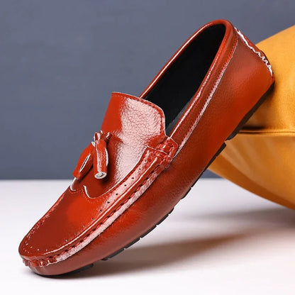 2024 Leather Men Footwear Slip on Man Shoes High Quality Wedding Party Mens Casual Shoes Breath Driving Lazy Loafers Moccasins