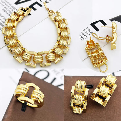 Conjunto de Joias de Alta Qualidade para Mulheres Dubai Nigéria Joias de Festa Colar Brincos Pulseira e Anel Presente para Festa de Casamento