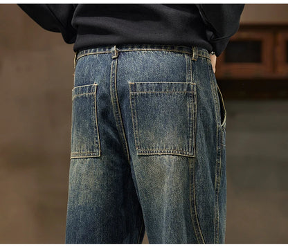 Trendy Loose Straight Casual Jeans Long Pants American Style Spring Autumn Loose Straight Cone Shape Jeans for Casual Wear