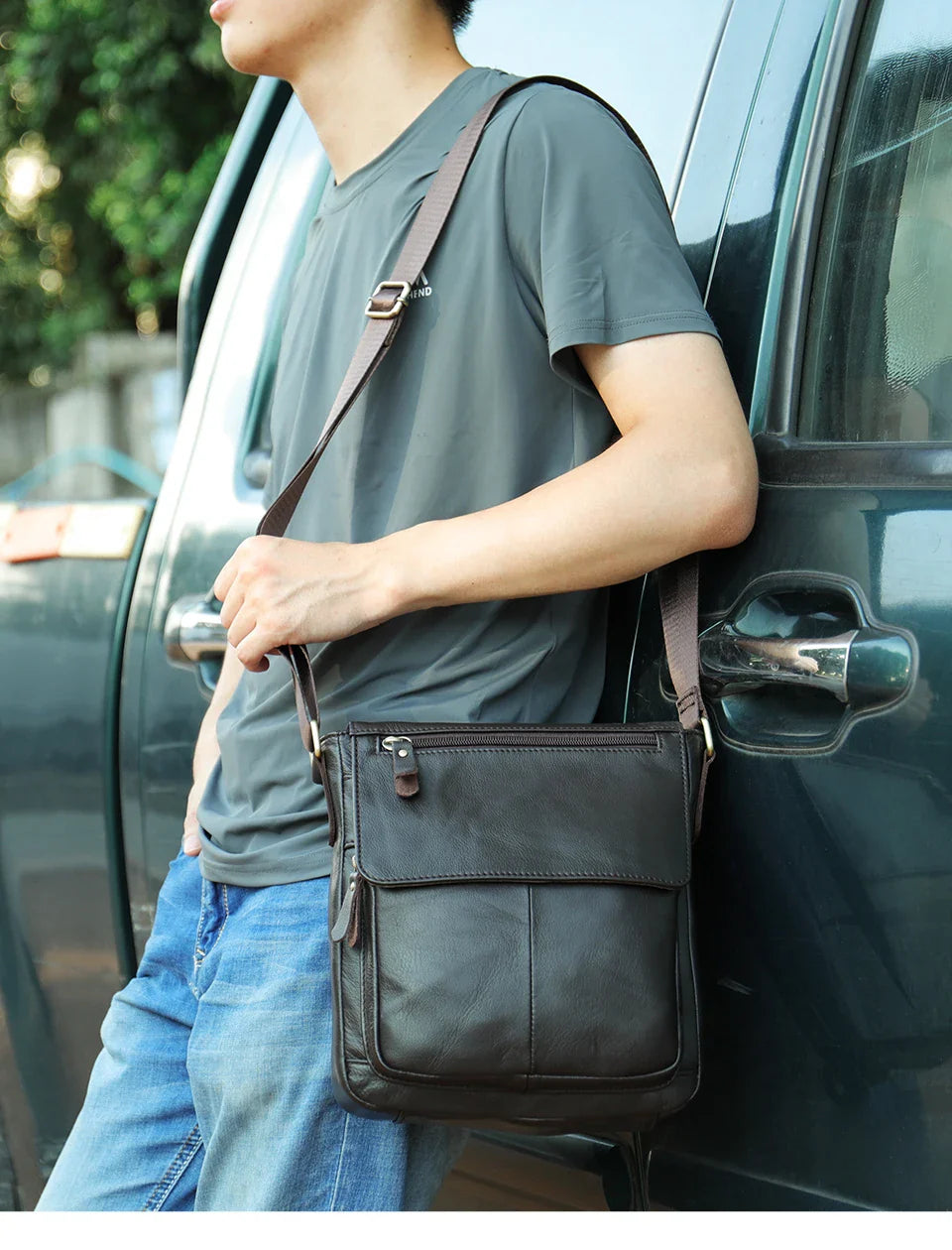 Men's Bags Genuine Leather Messenger Bag Crossbody Shoulder Bags For Male Casual Handbag Men Sling Pack For Work Business