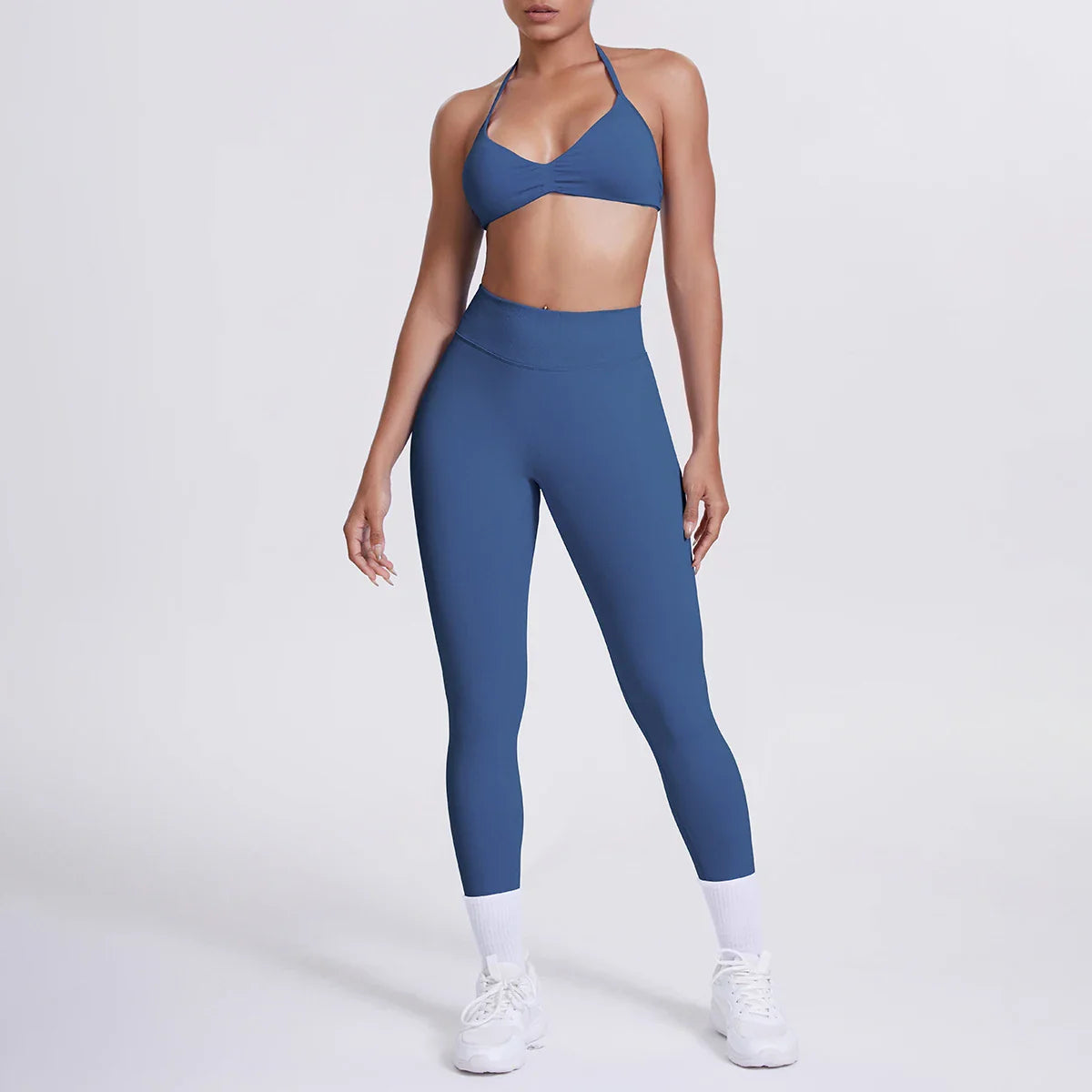 Women 2pcs Patchwork Sport Yoga Suit Training Sleeveless Sport Gym Tops Tummy Control Slimming Booty Leggings Yoga Suit Sports