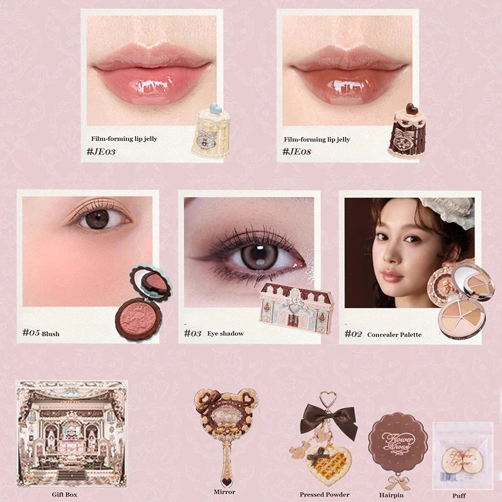THE SWEETIE BEAR COLLECTION Makeup Gift Set All In Concealer Palette Blush Setting Powder Lip Jelly Gift Box Mirror