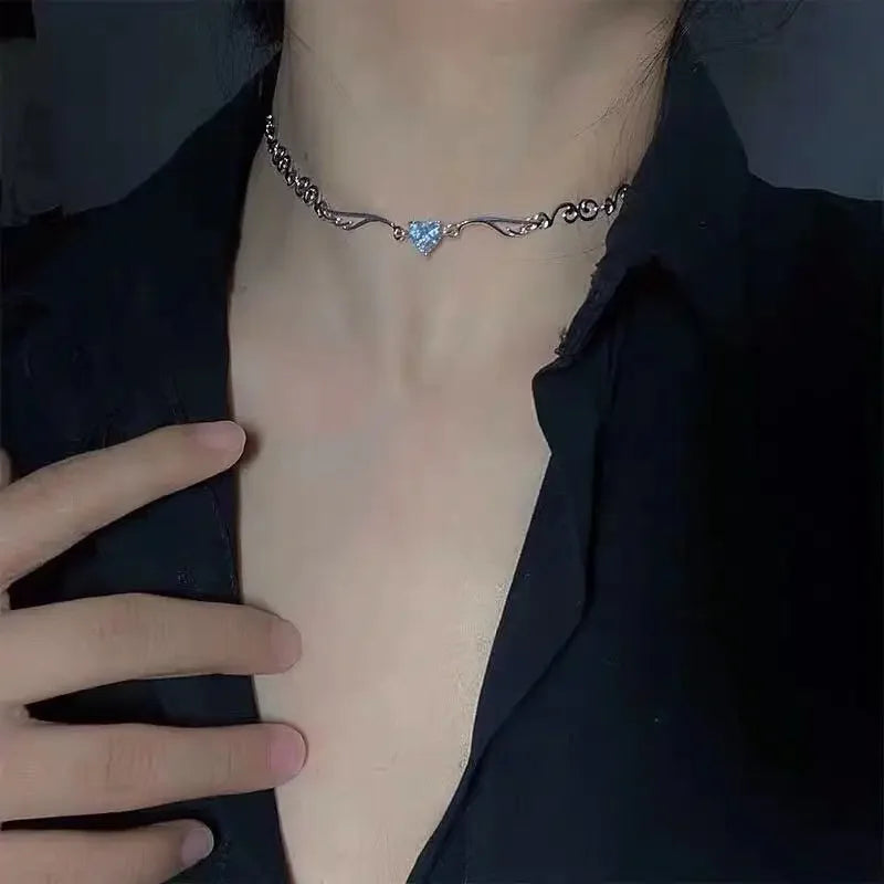 Vintage Irregular Punk Metal Bean Pendant Necklace for Women Adjustable Black Leather Rope Long Clavicle Chain Charm Jewerly