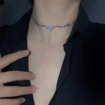 Vintage Irregular Punk Metal Bean Pendant Necklace for Women Adjustable Black Leather Rope Long Clavicle Chain Charm Jewerly