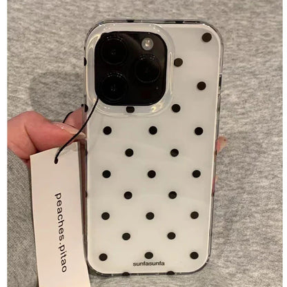 Black White Polka Dot Phone Case For iPhone 17 Air 16 Pro Max 15 14 Plus 13 12 Mini 11 Shockproof Silicone Back Cover