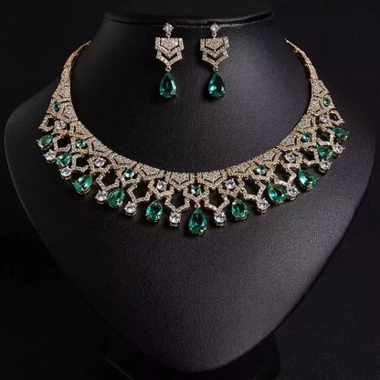 Pop Hot Stereo Jewelry Oil Painting Necklace Earrings Premium Multi-Color 2-Piece Wedding Travel Women's Holiday Gift M-1000
