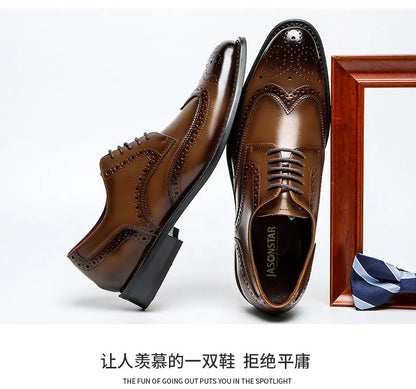 2023 High Quality Handmade Oxford Dress Shoes Men Genuine Cow Leather Suit Shoes Footwear Wedding Formal Italian Shoes Hot