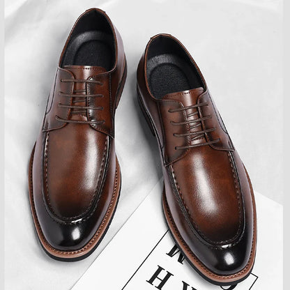 Fashion Designer's New Gentleman's Brown and Black Lace-up Men's Formal Leather Shoes