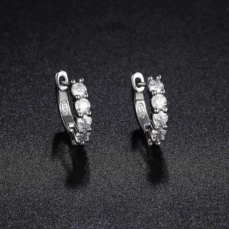 3mm D Color Moissanite Earrings 925 Sterling Silver Plated White Gold Hoop Earring for Women Wedding Party Fine Jewelry