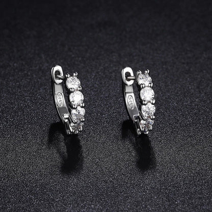 3mm D Color Moissanite Earrings 925 Sterling Silver Plated White Gold Hoop Earring for Women Wedding Party Fine Jewelry